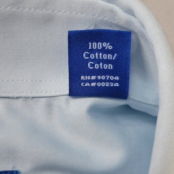 Vince Camuto Modern Fit Shirt Men 16 1/2 36-37 Spread Collar Long Sleeve Blue - Picture 11 of 15